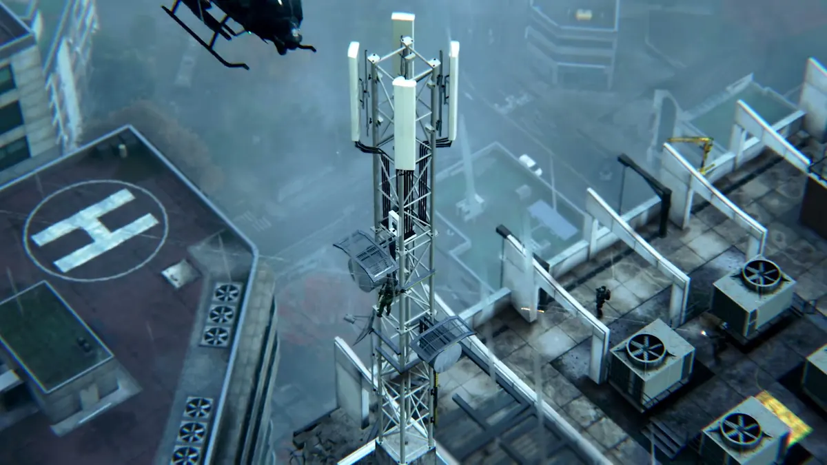 Pre-order players deploying into a rainswept Hajin industrial zone at dawn
