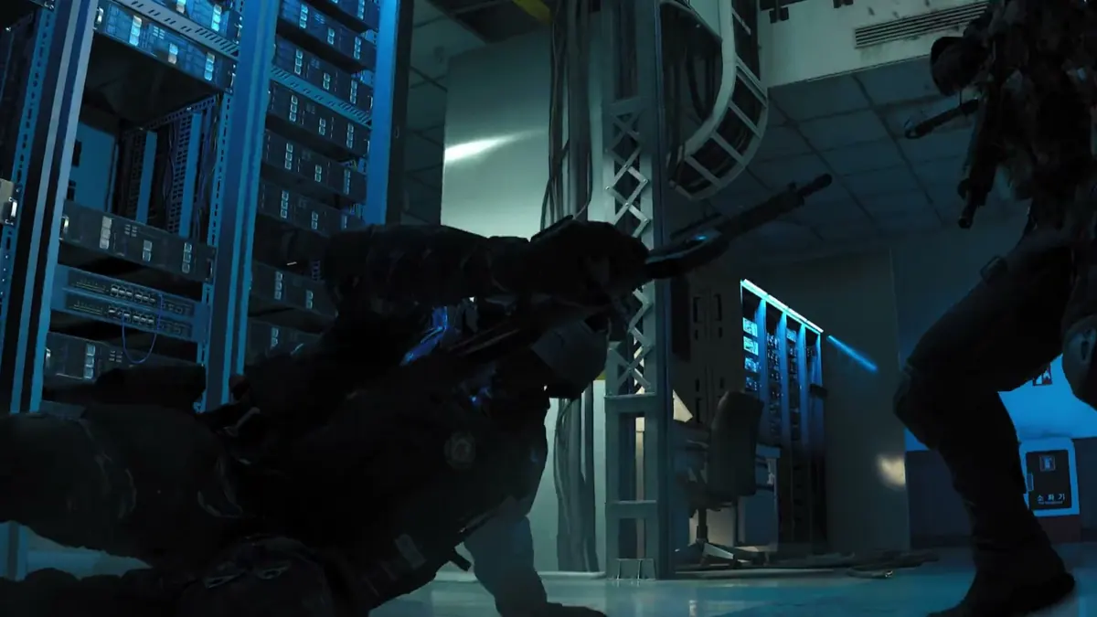 Three submachine guns displayed on an armory workbench in Modern Warfare 4