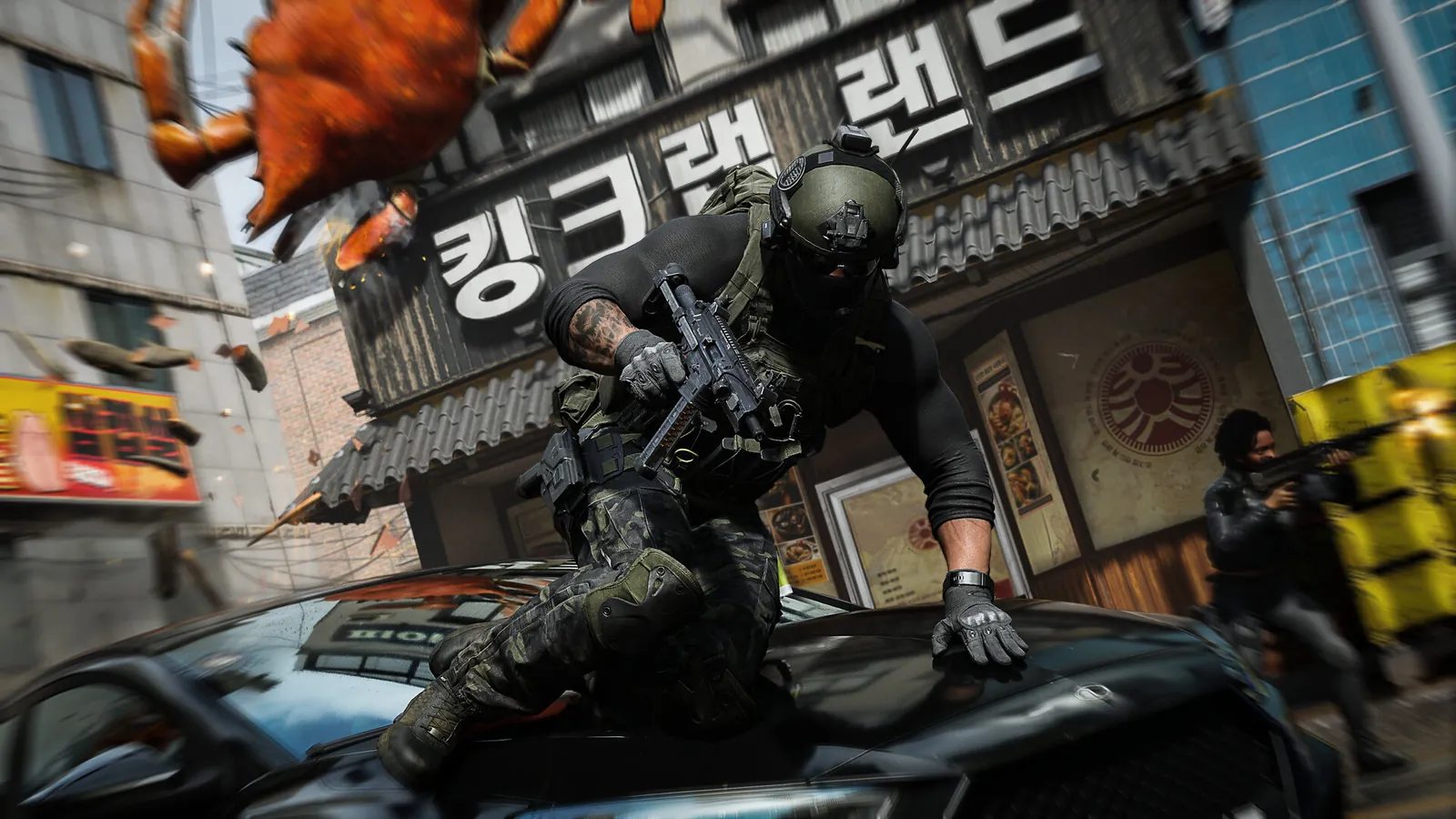 A cargo container yard beside the water in Modern Warfare 4